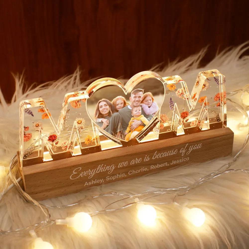 Heartlight Memories: Custom Family Glow, Custom Birth Month Flower Led Night Light - Image 2