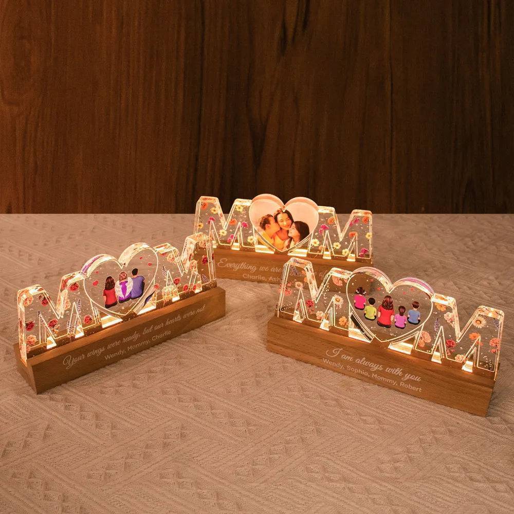 Heartlight Memories: Custom Family Glow, Custom Birth Month Flower Led Night Light - Image 3