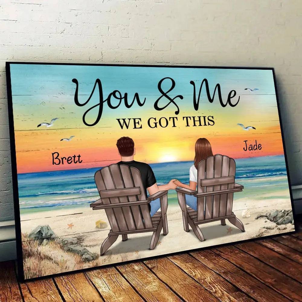 Seaside Memories - Personalized Vintage Beach Couple Poster or Canvas - A Timeless Anniversary Gift for Him & Her - Image 2