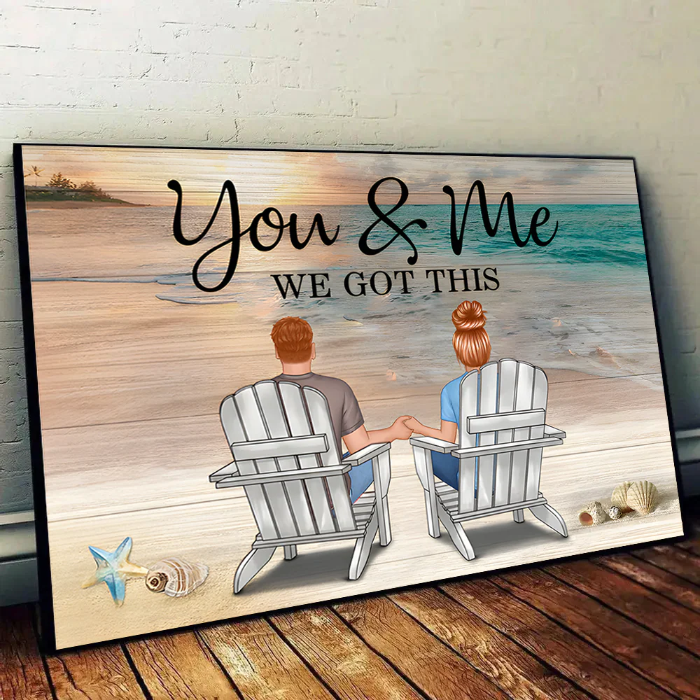Seaside Memories - Personalized Vintage Beach Couple Poster or Canvas - A Timeless Anniversary Gift for Him & Her - Image 2