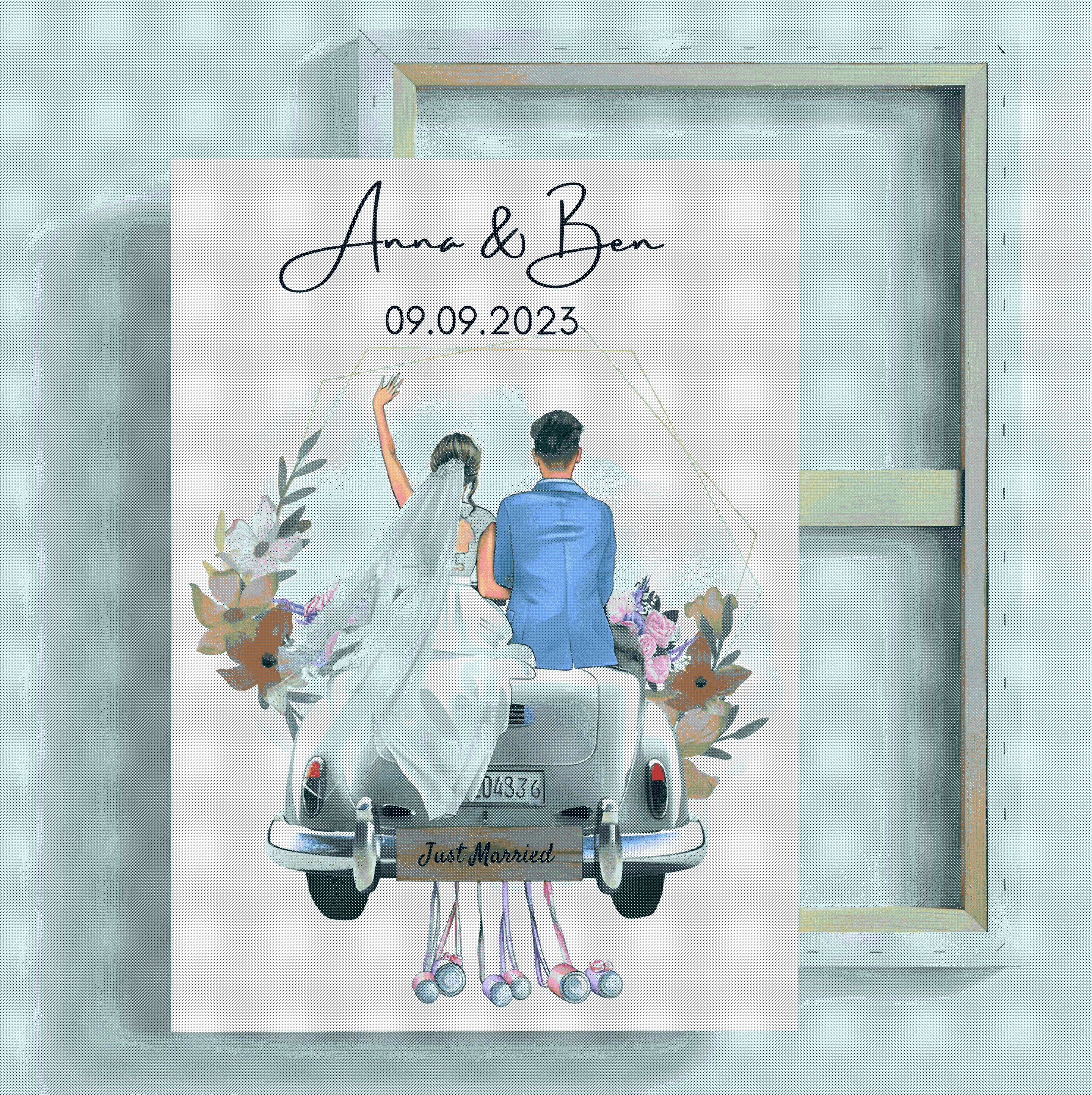 Newlyweds' Blissful Journey - 'Just Married' Personalized Poster or Canvas with Wedding Date - Image 5