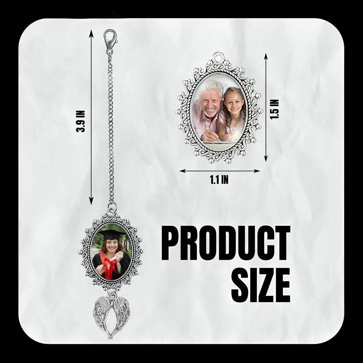 Personalized Graduation Tassel Photo Charm with Angel Wings - Image 3