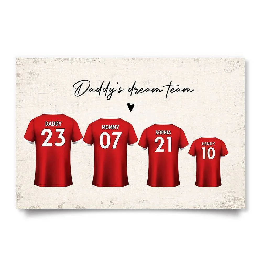 Daddy’s Dream Team Personalized Poster – Custom Soccer Jerseys Family Wall Art – Creative Father’s Day Gift - Image 4