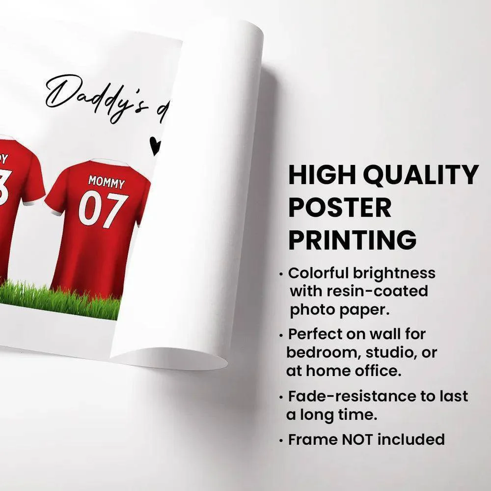 Daddy’s Dream Team Personalized Poster – Custom Soccer Jerseys Family Wall Art – Creative Father’s Day Gift - Image 5