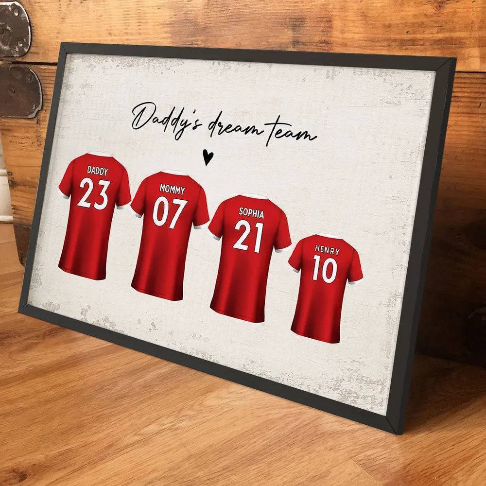 Daddy’s Dream Team Personalized Poster – Custom Soccer Jerseys Family Wall Art – Creative Father’s Day Gift - Image 6