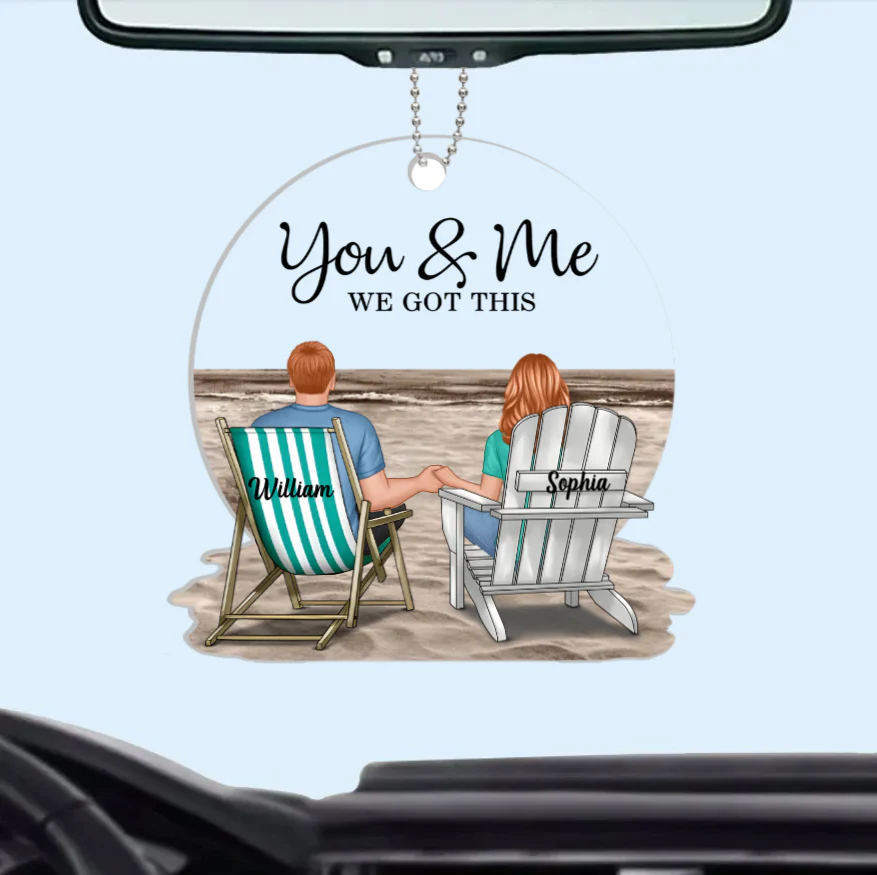 Seaside Memories - Personalized Vintage Beach Couple Acrylic Or Wooden Ornament - A Timeless Anniversary Gift for Him & Her