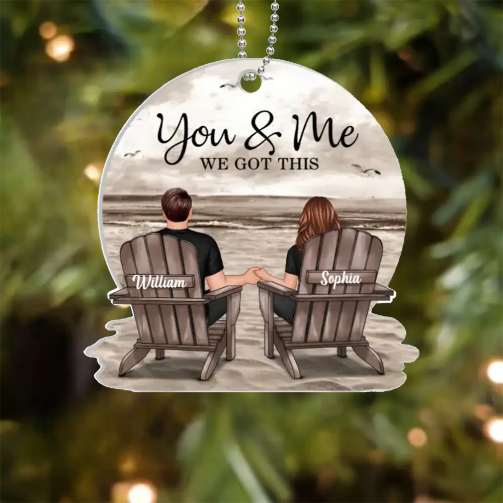 Seaside Memories - Personalized Vintage Beach Couple Acrylic Or Wooden Ornament - A Timeless Anniversary Gift for Him & Her - Image 2
