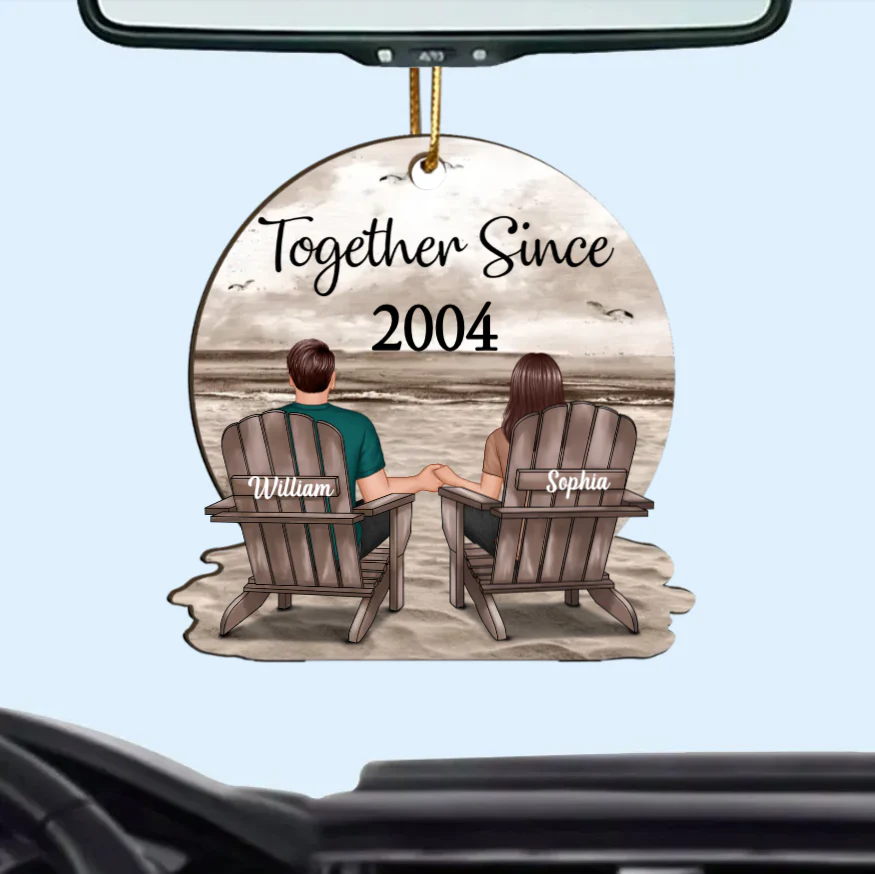 Seaside Memories - Personalized Vintage Beach Couple Acrylic Or Wooden Ornament - A Timeless Anniversary Gift for Him & Her - Image 3