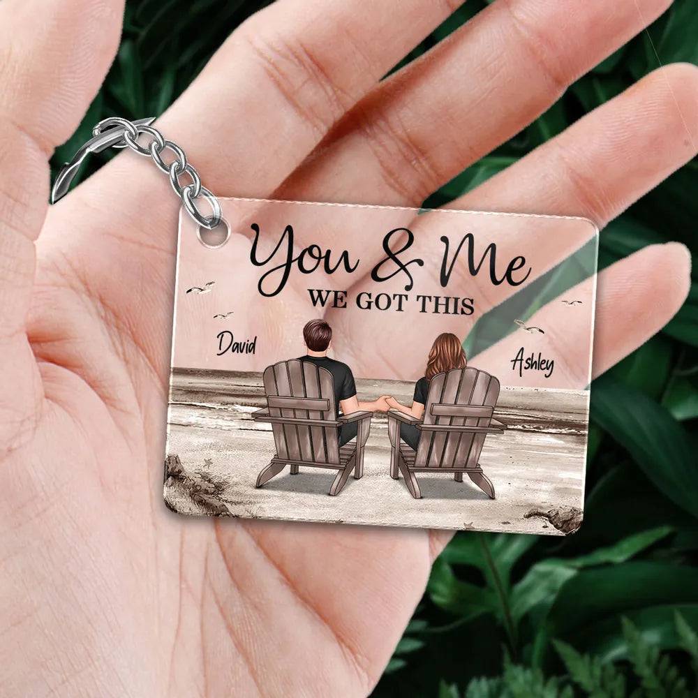 Seaside Memories - Personalized Vintage Beach Couple Acrylic Or Wooden Keychain - A Timeless Anniversary Gift for Him & Her - Image 2