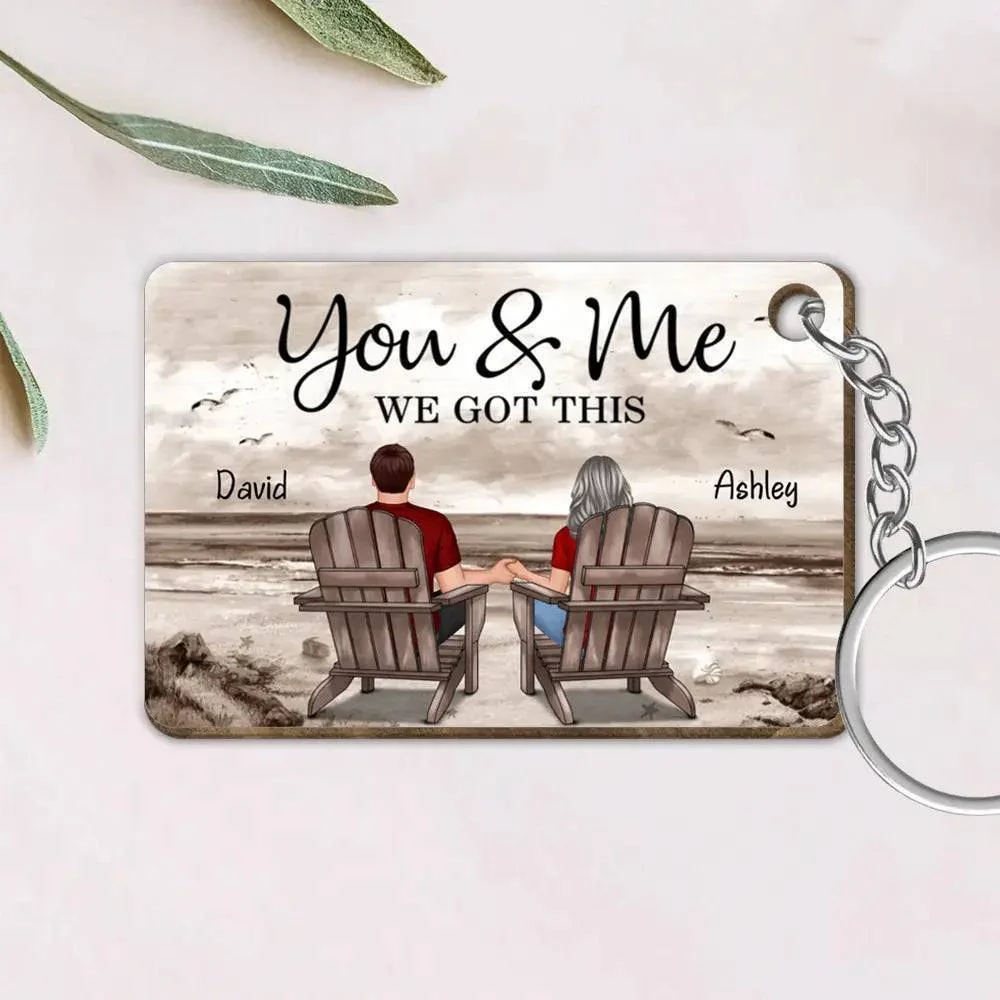 Seaside Memories - Personalized Vintage Beach Couple Acrylic Or Wooden Keychain - A Timeless Anniversary Gift for Him & Her - Image 4