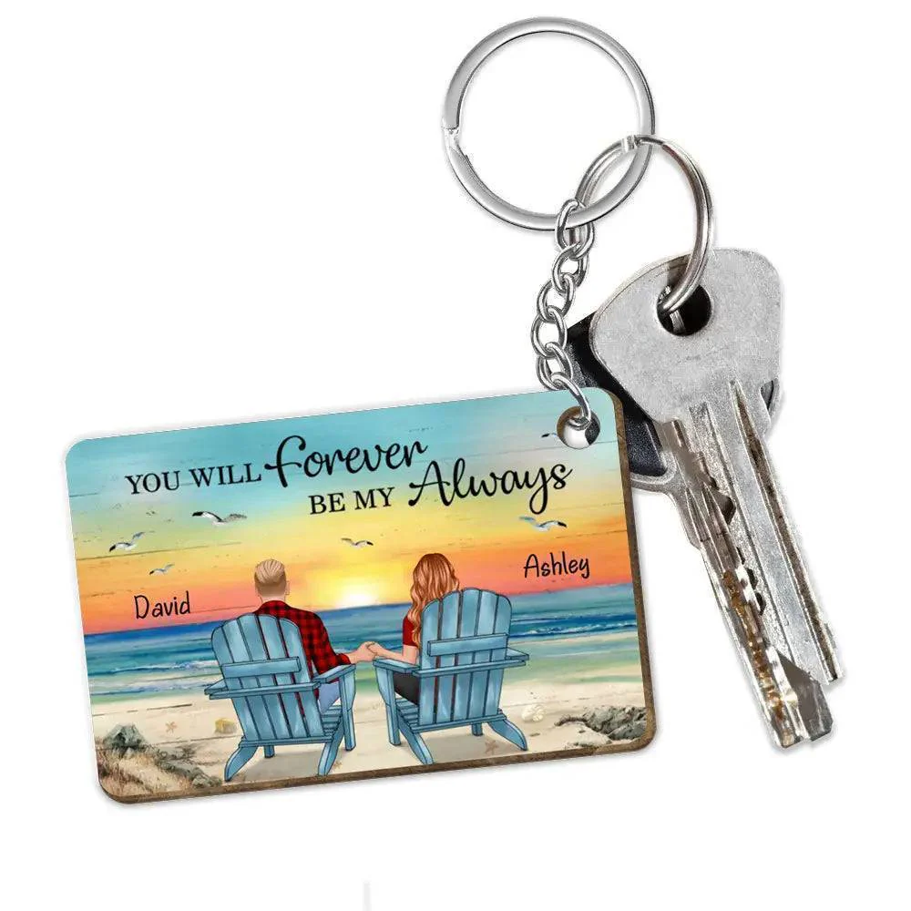 Seaside Memories - Personalized Vintage Beach Couple Acrylic Or Wooden Keychain - A Timeless Anniversary Gift for Him & Her - Image 5