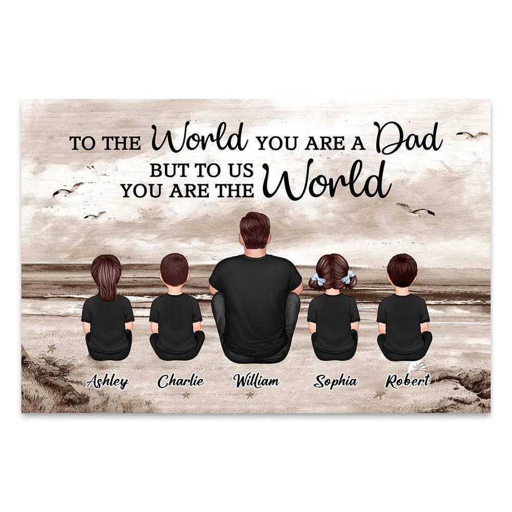 Dad And Sons Daughters Retro Vintage Beach Personalized Poster, Heartfelt Father's Day Gift For Dad, For Husband - Image 2