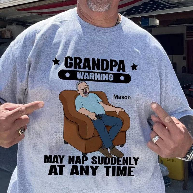 Grandpa Warning May Nap Suddenly At Any Time - Funny Father's Day Gift - Personalized Shirt Sweater Hoodie - Image 8