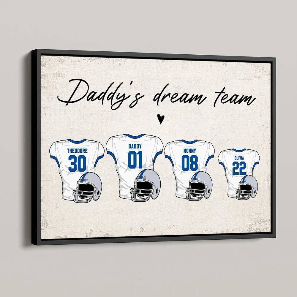 Daddy's Dream Team American Football Personalized Poster or Canvas, Perfect Father's Day Gift for Dad, Grandpa, Husband - Image 5
