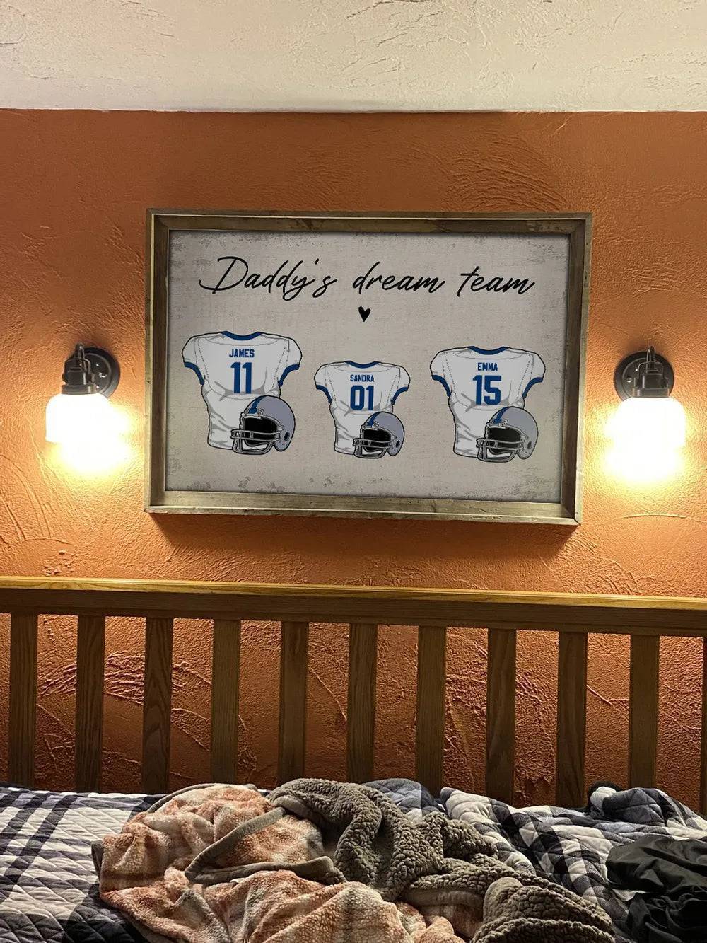Daddy's Dream Team American Football Personalized Poster or Canvas, Perfect Father's Day Gift for Dad, Grandpa, Husband - Image 6