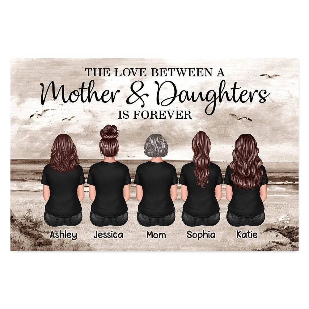 Mom And Sons Daughters Retro Vintage Beach Landscape Personalized Poster, Mother's Day Gift For Mom - Image 2