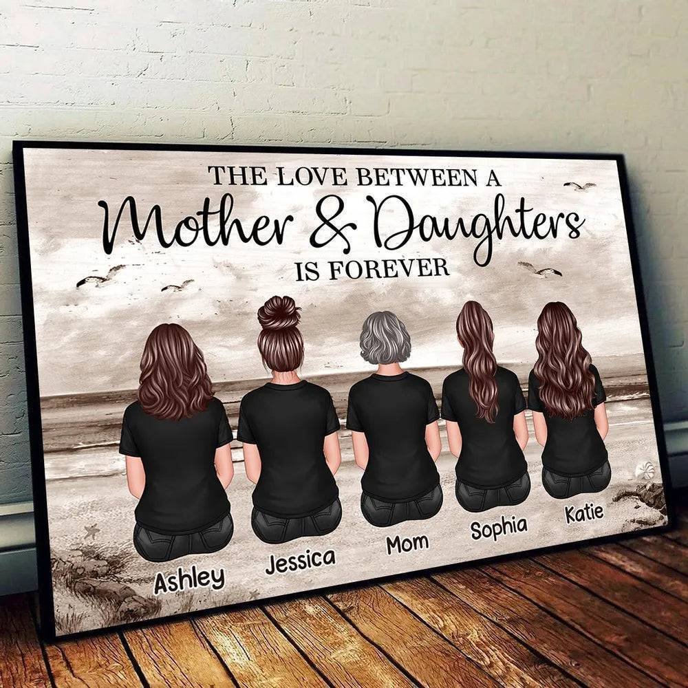 Mom And Sons Daughters Retro Vintage Beach Landscape Personalized Poster, Mother's Day Gift For Mom - Image 4