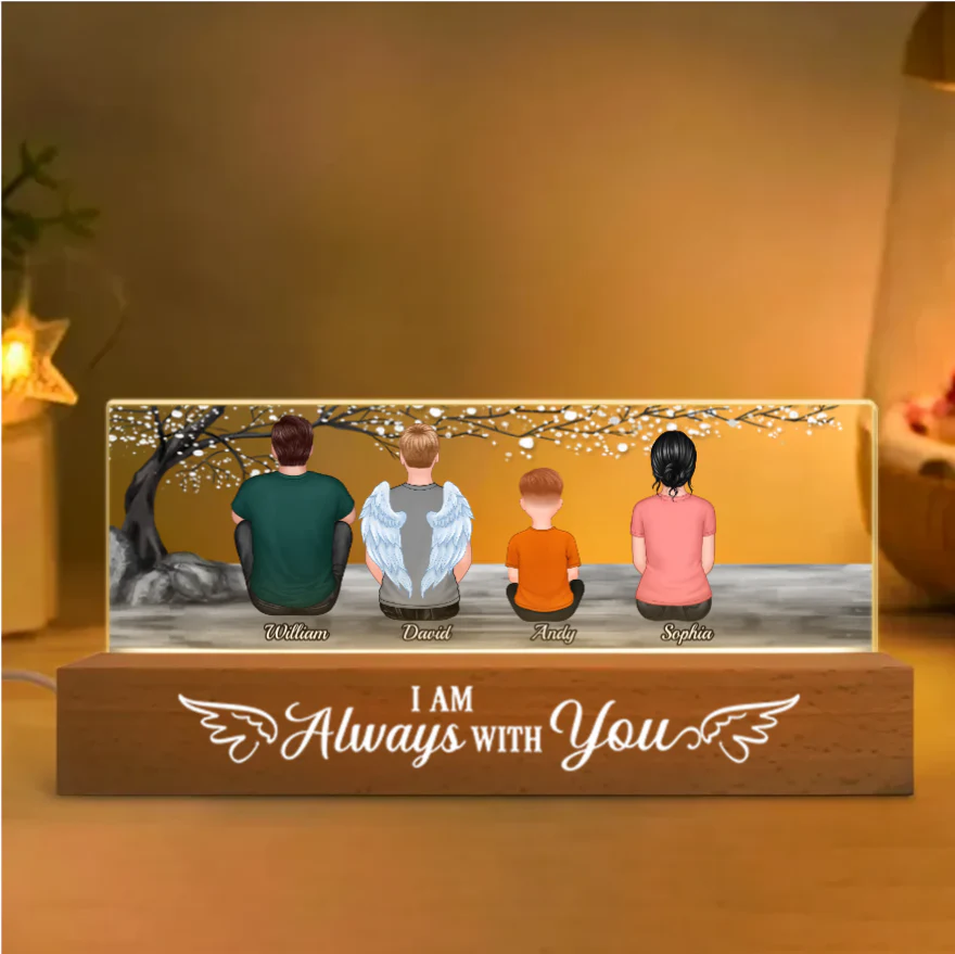 I Am Always With You - Personalized Custom Name LED Night Light or Acrylic or Wooden Plaque - Memorial Gift - Image 2