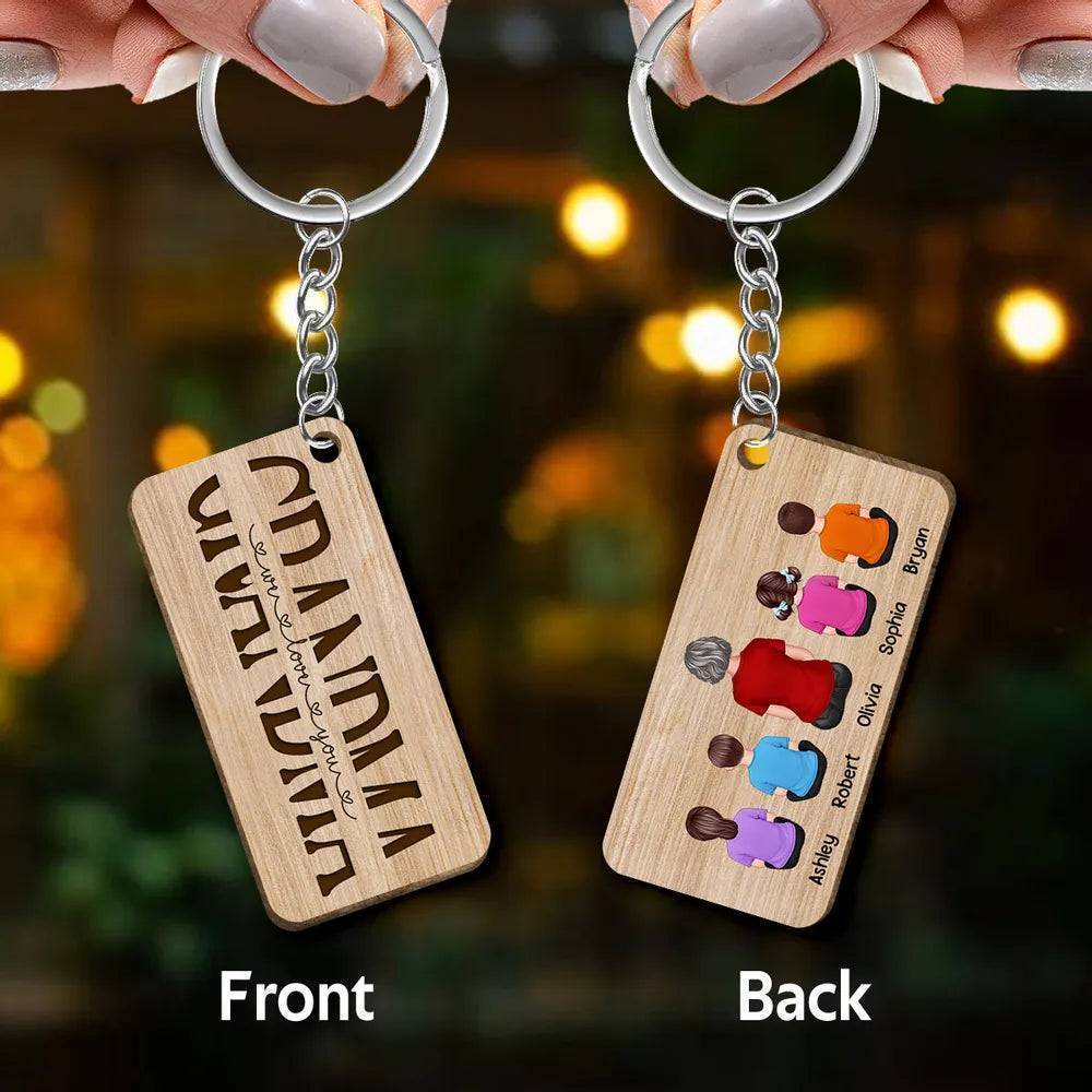 Best Grandma/Grandpa/Daddy Ever Back View Man Woman Kids Dog Cat Personalized Wooden or Acrylic Keychain - Image 3