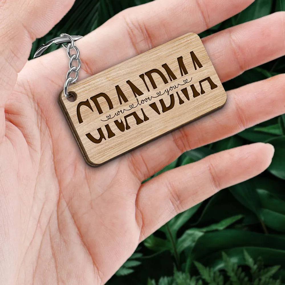 Best Grandma/Grandpa/Daddy Ever Back View Man Woman Kids Dog Cat Personalized Wooden or Acrylic Keychain - Image 4