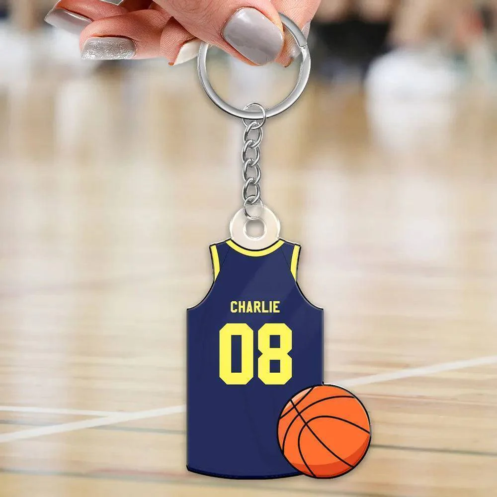 "Personalized Basketball, Soccer, American Football, Baseball Jersey Gift - Custom Acrylic Keychain for Sister, Son , Husband, Him - Perfect Sports Memorabilia Gift" - Image 6