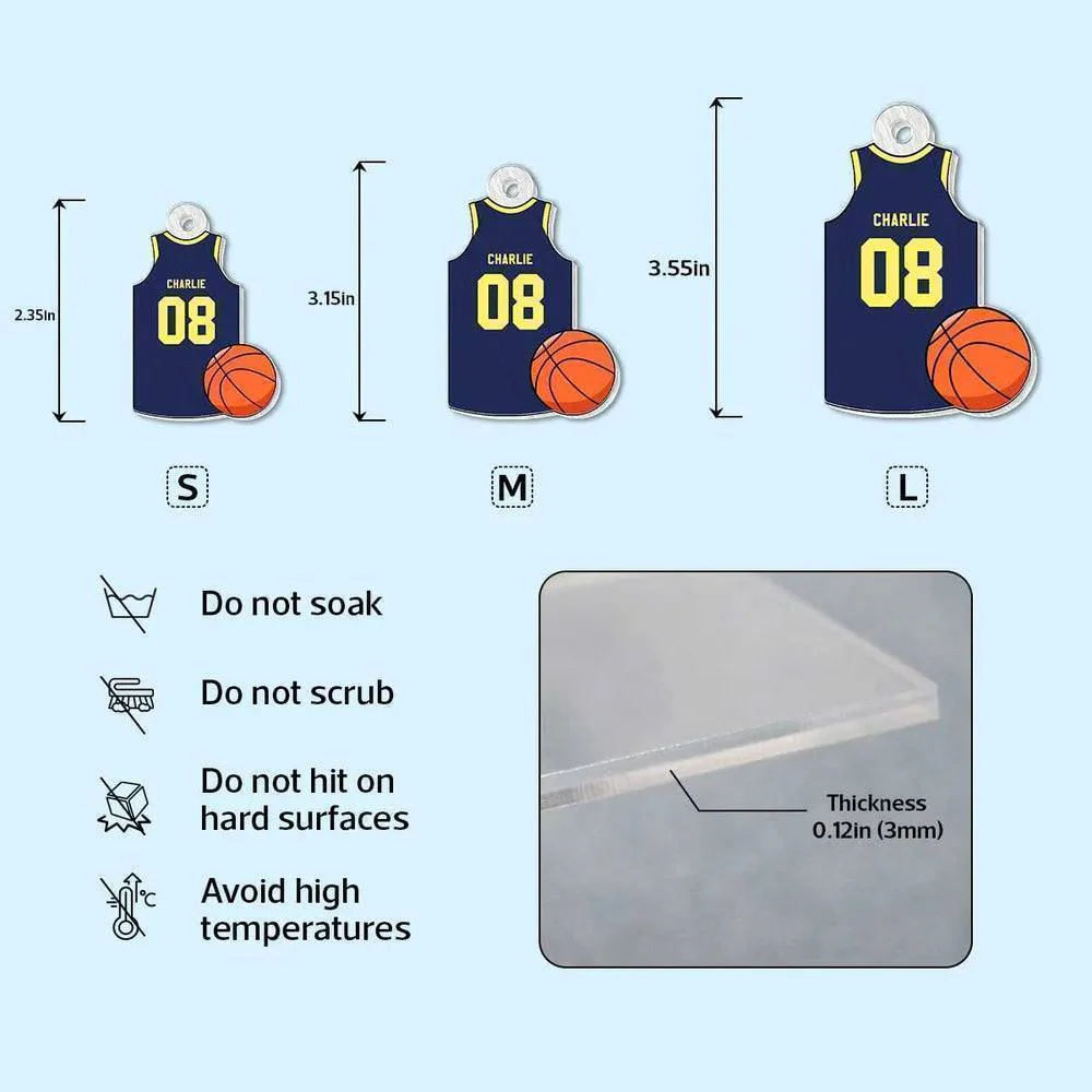"Personalized Basketball, Soccer, American Football, Baseball Jersey Gift - Custom Acrylic Keychain for Sister, Son , Husband, Him - Perfect Sports Memorabilia Gift" - Image 9