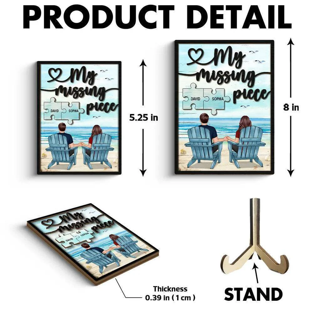 My Missing Piece - Custom Couple Beach Design Wooden, Acrylic or LED Plaque - Unique Gift - Image 15