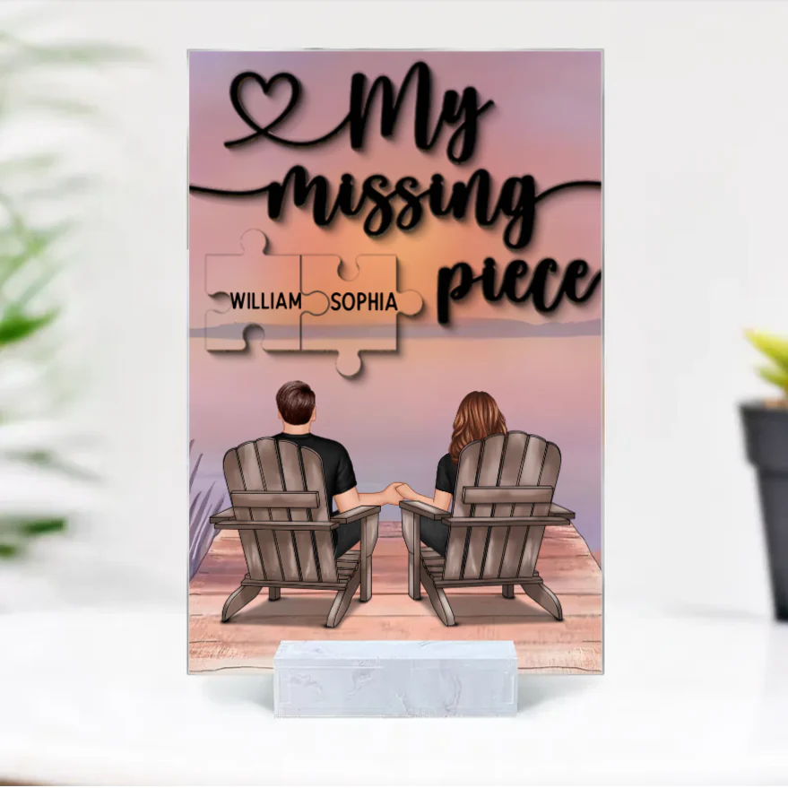 My Missing Piece - Custom Couple Beach Design Wooden, Acrylic or LED Plaque - Unique Gift - Image 6