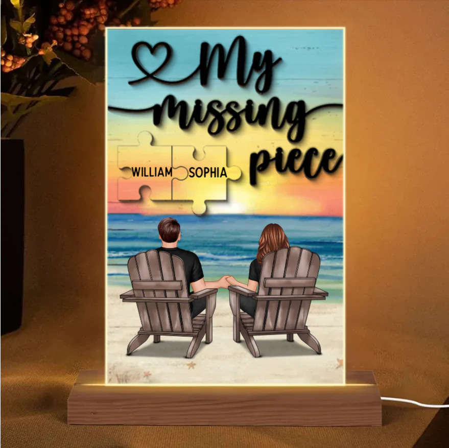 My Missing Piece - Custom Couple Beach Design Wooden, Acrylic or LED Plaque - Unique Gift - Image 7