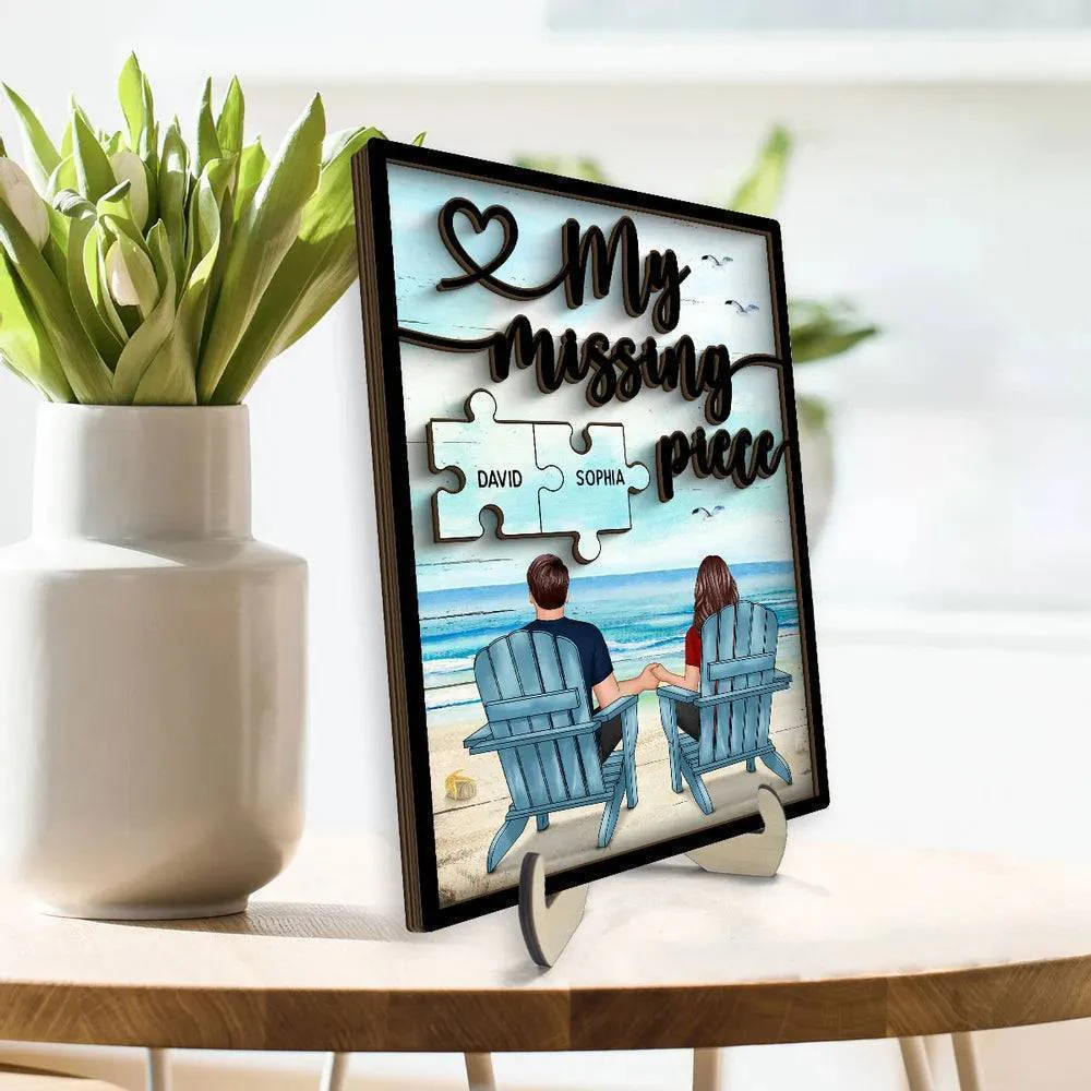 My Missing Piece - Custom Couple Beach Design Wooden, Acrylic or LED Plaque - Unique Gift - Image 8