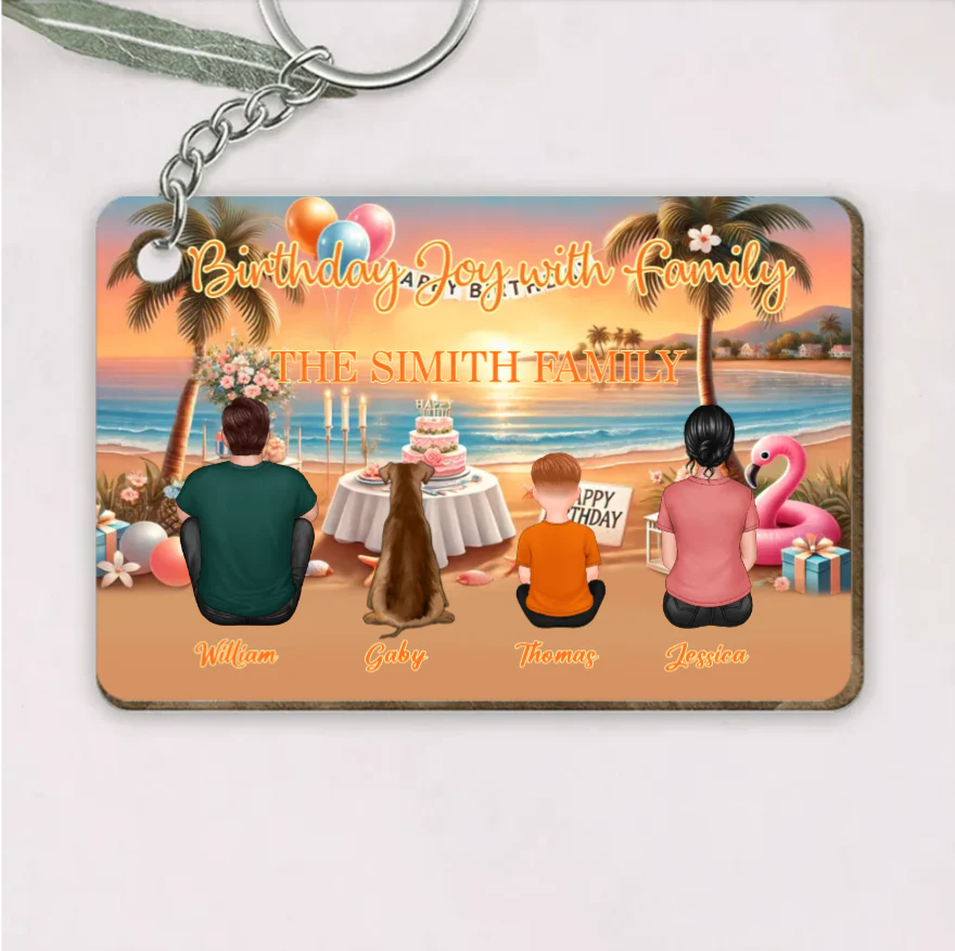 Birthday Family Back View Design - Personalized Keychain, Poster, Car Hanger, Wallet Card, Pillow, and Sticker, Unique Gift - Image 5