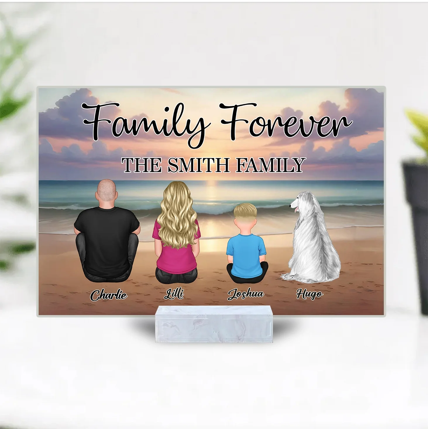 Family Forever Beach Design - Personalized Wallet Card, Blanket, Cotton Tote Bag, Wooden Carhanger, LED Plaque, Keychain and Poster, Unique Gift - Image 6