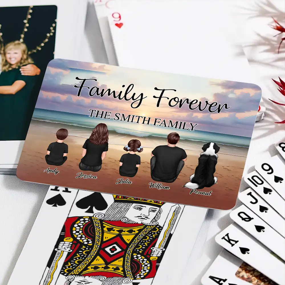 Family Forever Beach Back-View Personalized Playing Cards – Creative Gift for Siblings & Friends - Image 3