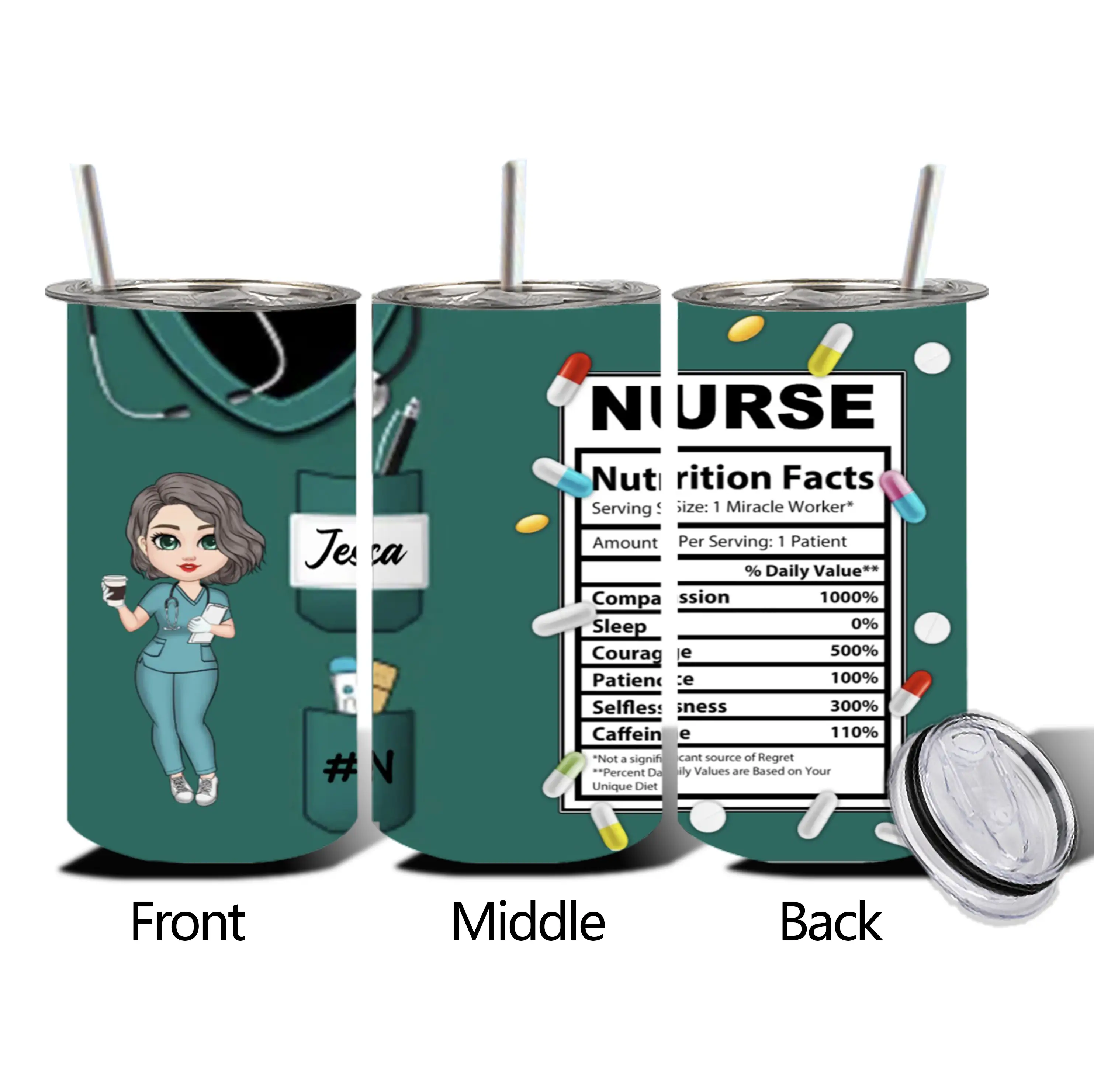 Personalized Nurse Nutrition Facts Cup, Wallet Card, Pillow,Plaque - Perfect Gift for Healthcare Heroes - Image 3