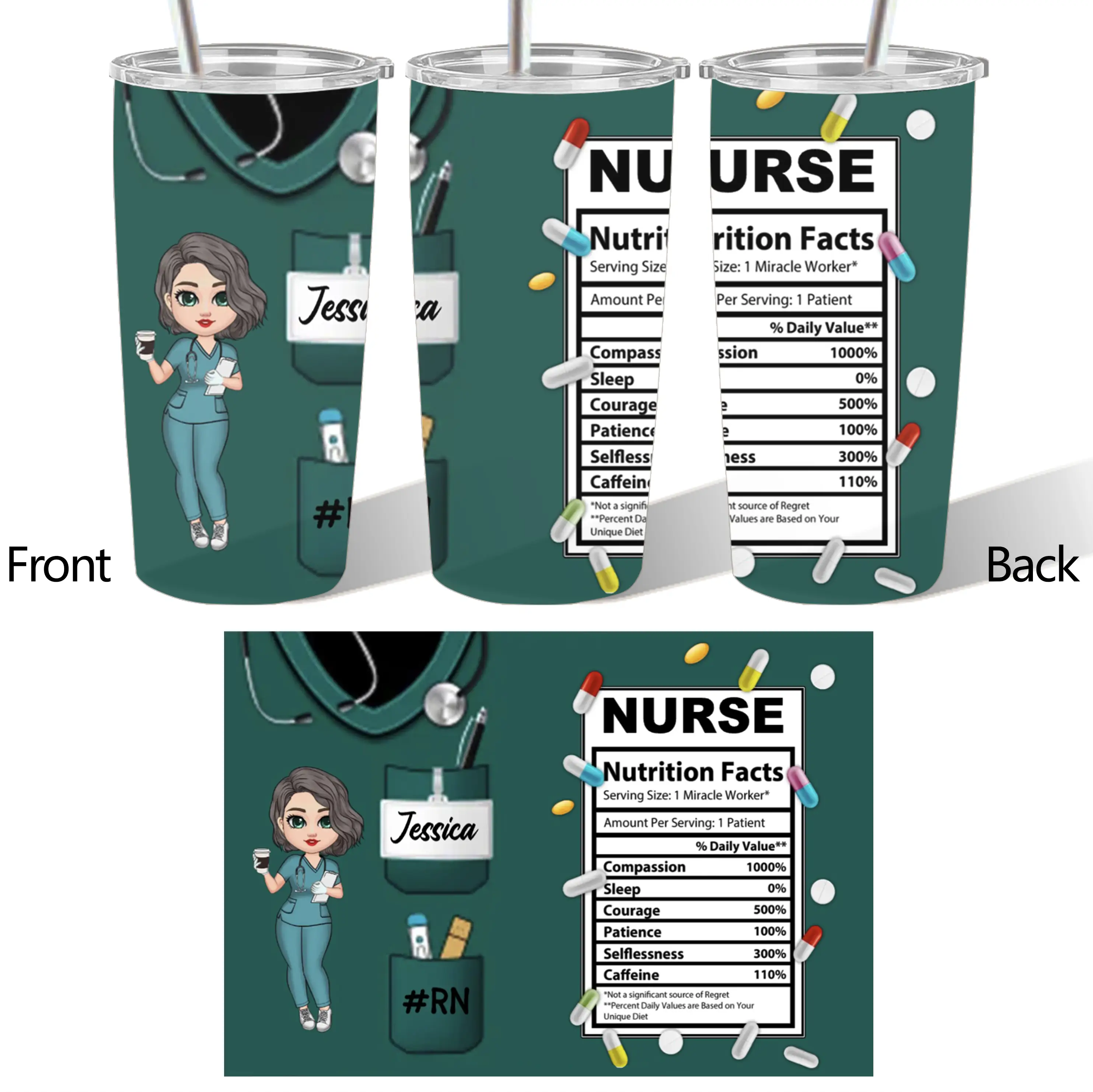 Personalized Nurse Nutrition Facts Cup, Wallet Card, Pillow,Plaque - Perfect Gift for Healthcare Heroes - Image 7