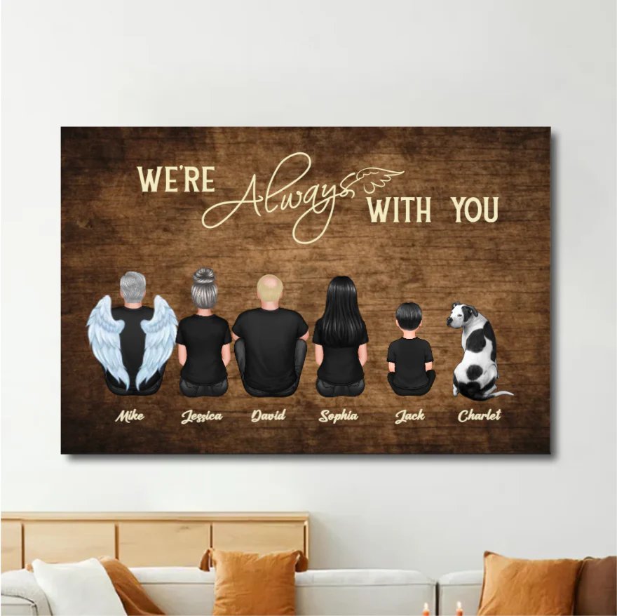 Personalized We're Always With You Wooden Plaque, Keychain, Poster or Canvas, Car Hanger and Wallet Card - Unique Memorial Gift for Loved Ones - Image 5