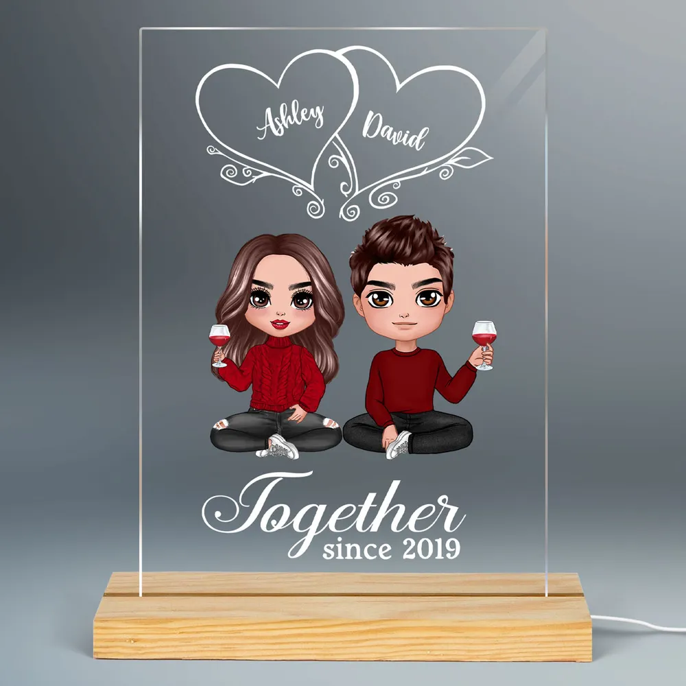 Personalized Couple LED Acrylic Night Light - Custom Romantic Gift for Him & Her, Anniversary, Valentine's Day Decor - Image 2