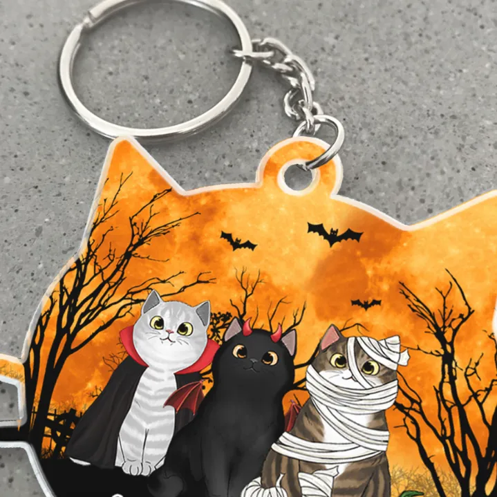 Personalized Halloween Cat Face Shaped Keychain, Car Hanger, Pillow, and Sign - Perfect Gift for Cat Lovers - Image 3