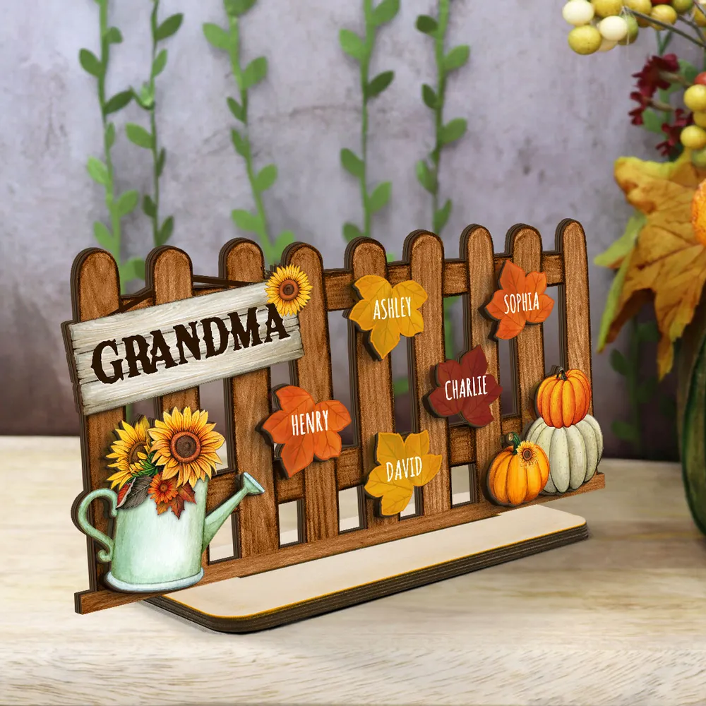 Personalized Grandma's Garden Fall Leaves Plaque, Keychain,  Blanket,  Sign - Perfect Fall Season Decor and Gift - Image 2