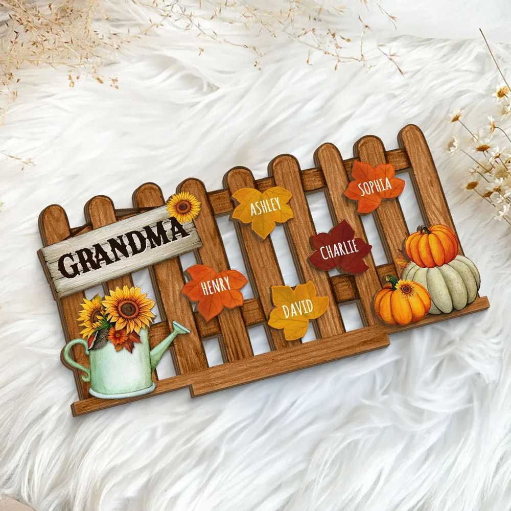 Personalized Grandma's Garden Fall Leaves Plaque, Keychain,  Blanket,  Sign - Perfect Fall Season Decor and Gift - Image 3