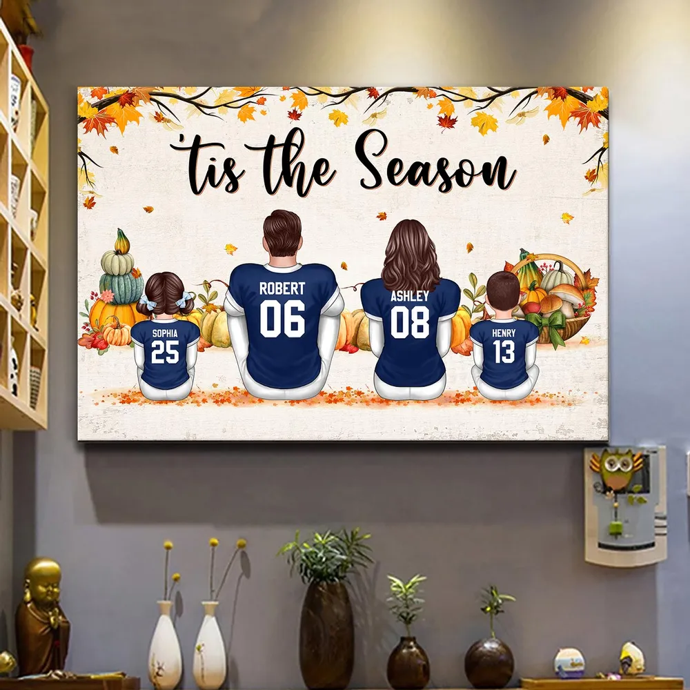 Fall Season Football Family Sitting Personalized Poster, Gift For Husband, Wife, Dad, Mom - Image 3