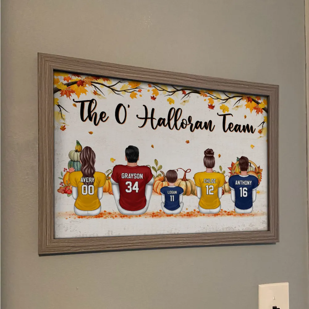 Fall Season Football Family Sitting Personalized Poster, Gift For Husband, Wife, Dad, Mom - Image 4