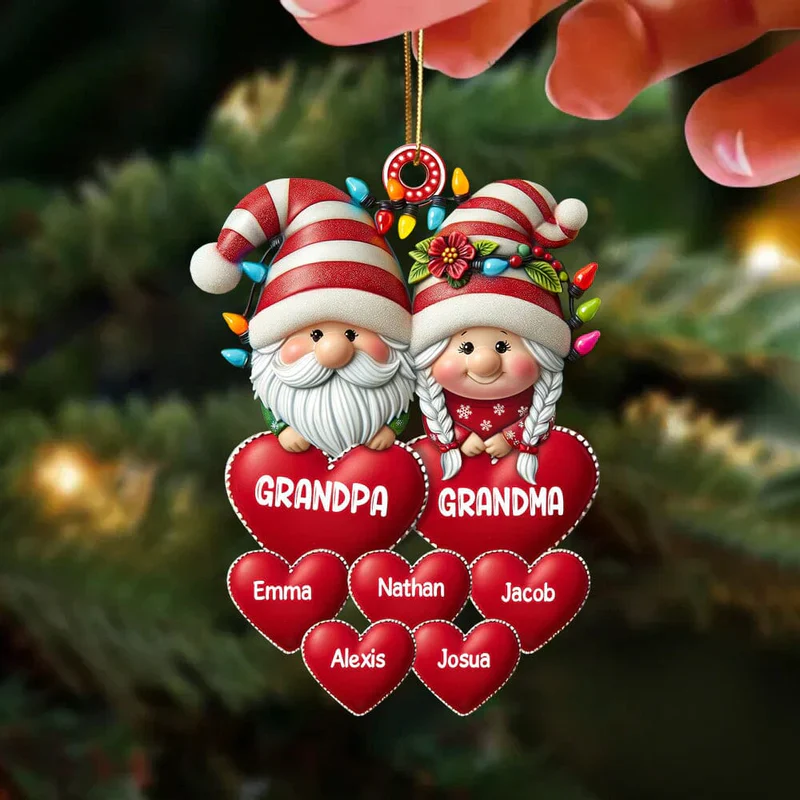 Christmas Grandma & Grandpa Mom & Dad with Heart Kids Personalized Ornament - Perfect Holiday Gift - Image 2