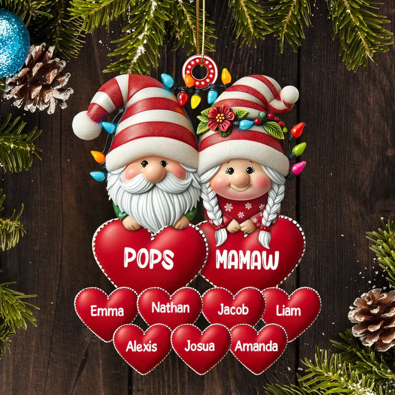 Christmas Grandma & Grandpa Mom & Dad with Heart Kids Personalized Ornament - Perfect Holiday Gift - Image 3