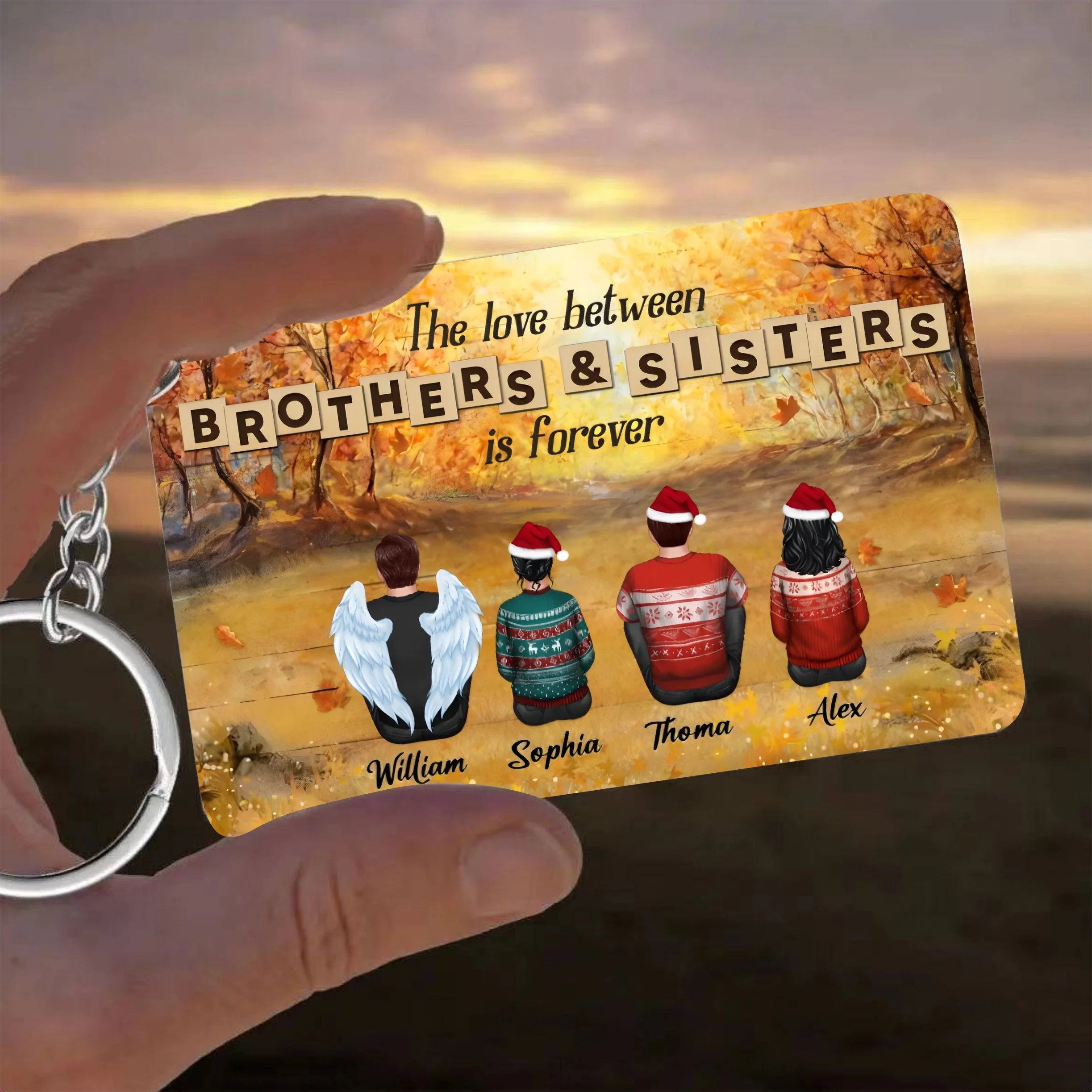 Personalized Brothers & Sisters Forever Poster or Canvas, Keychain, Plaque, Car Hanger, Wallet Card - Perfect Gift for Siblings, Memorial Keepsake - Image 3