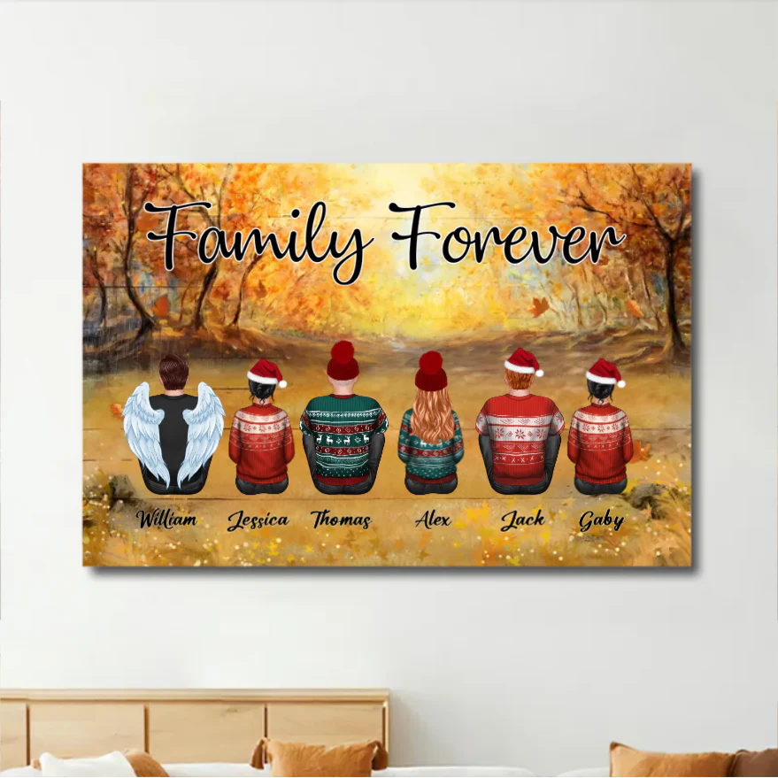 Personalized Family Forever Poster or Canvas, Keychain, Plaque, Car Hanger, Wallet Card - Perfect Gift for Siblings, Memorial Keepsake - Image 2