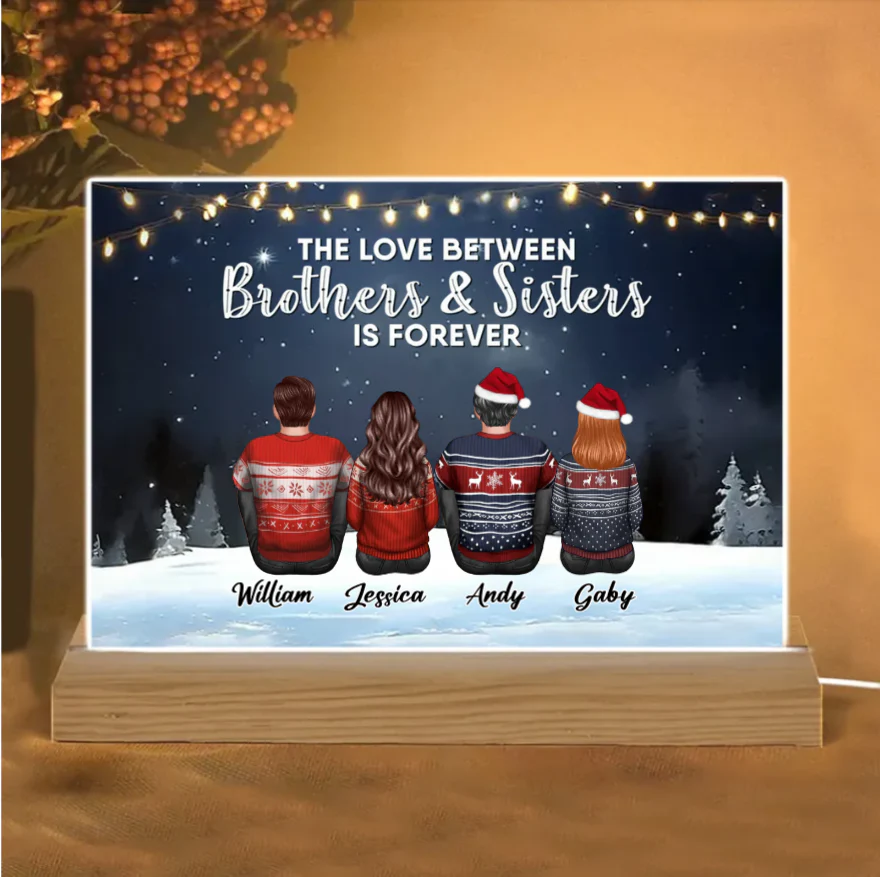 Family - The Love Between Brothers And Sisters Is Forever - Personalized Plaque or Keychain or Ornament or Poster - Image 3