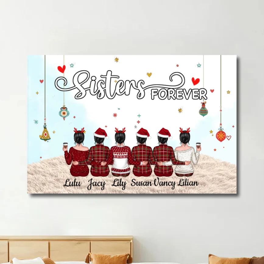 Sisters Forever - Personalized Plaque, Ornament, Poster, Keychain, Blanket or Cup - A Heartfelt Gift for Your Best Friend or Sister - Image 4