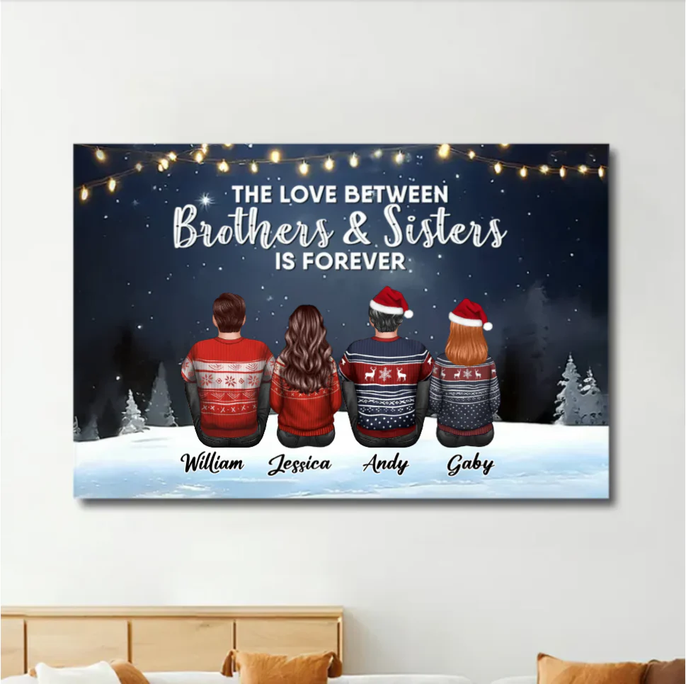 Family - The Love Between Brothers And Sisters Is Forever - Personalized Plaque or Keychain or Ornament or Poster - Image 6