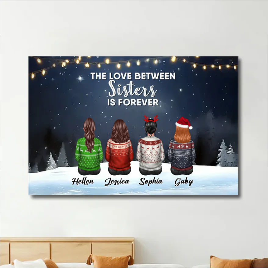 Sister - The Love Between Sisters Is Forever - Personalized Keychain or Ornament or Poster or Plaque - Image 4